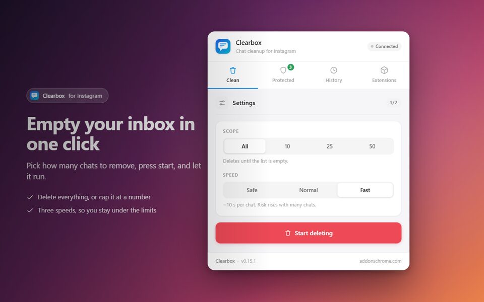Clearbox — Bulk Chat & Message Deleter for Instagram screenshot