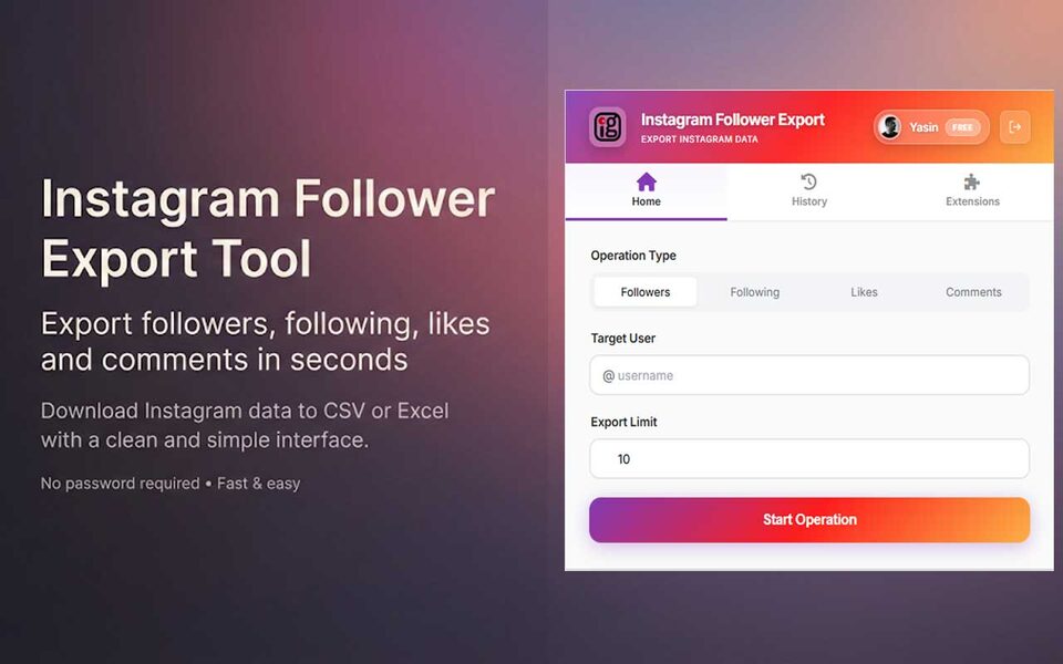 Instagram Follower Export Tool screenshot