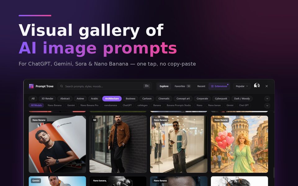 Prompt Trove — Visual AI Image Prompts Gallery screenshot