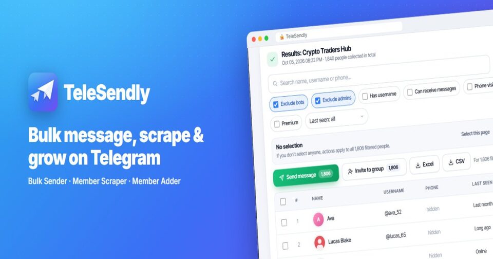 TeleSendly - Telegram Bulk Sender, Scraper & Member Adder screenshot